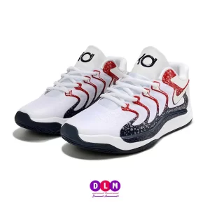 کفش بسکتبال نایک کی دی ۱۷ - Nike KD 17 رنگ آبی قرمز (سایزبندی 36 تا 40)