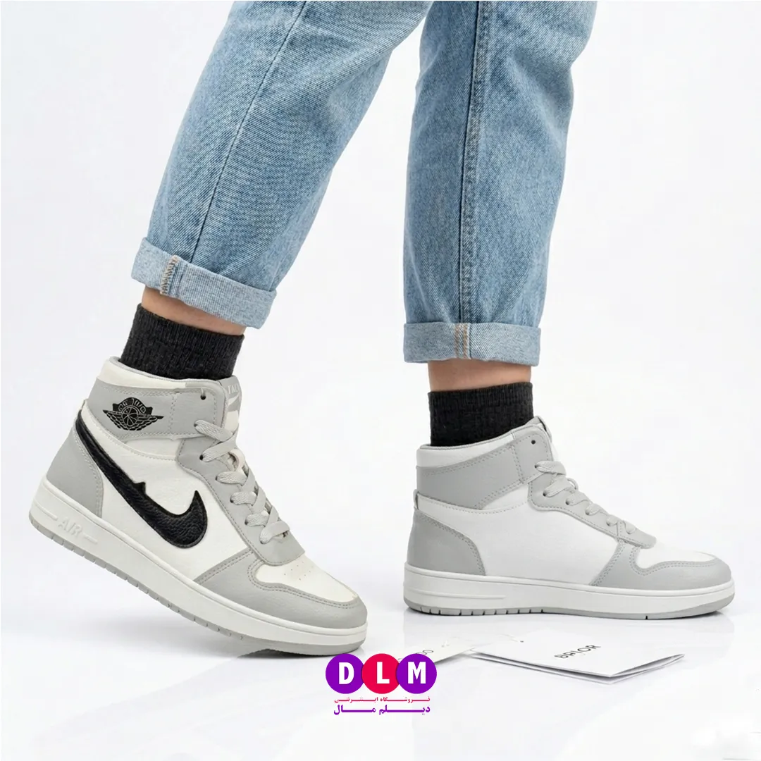 کفش اسپرت زنانه ساقدار مدل Nike Air Dior | برند Kshoes کیفیت اورجینال رنگ سفید طوسی