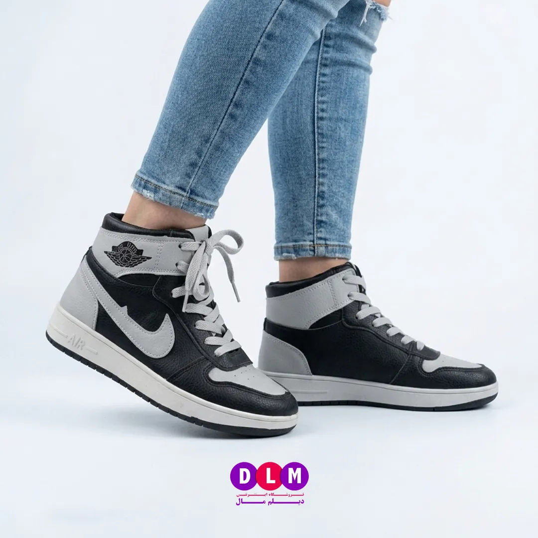 کفش اسپرت زنانه ساقدار مدل Nike Air Dior | برند Kshoes کیفیت اورجینال رنگ مشکی طوسی