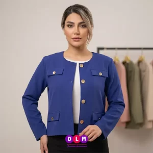 کت کوتاه آبی رویه دکمهدار سلطنتی (فریسایز)