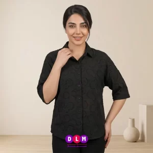 شومیز نخی طرح برجسته زنانه | آستین سهربع و فریسایز | مناسب برای استایل روزمره و مجلسی
