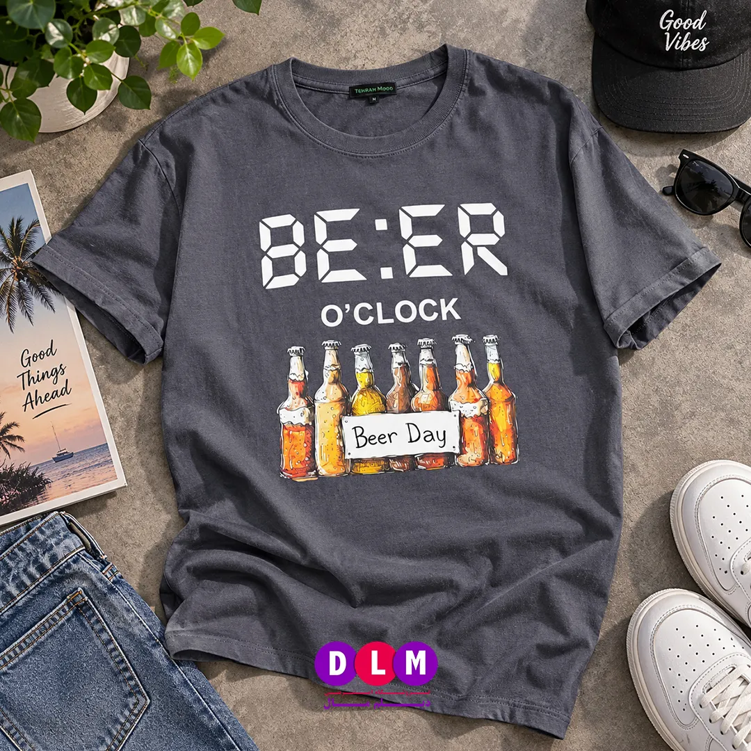 تیشرت آستین کوتاه زنانه طرح "Beer O'clock" (ساعت نوشیدنی)