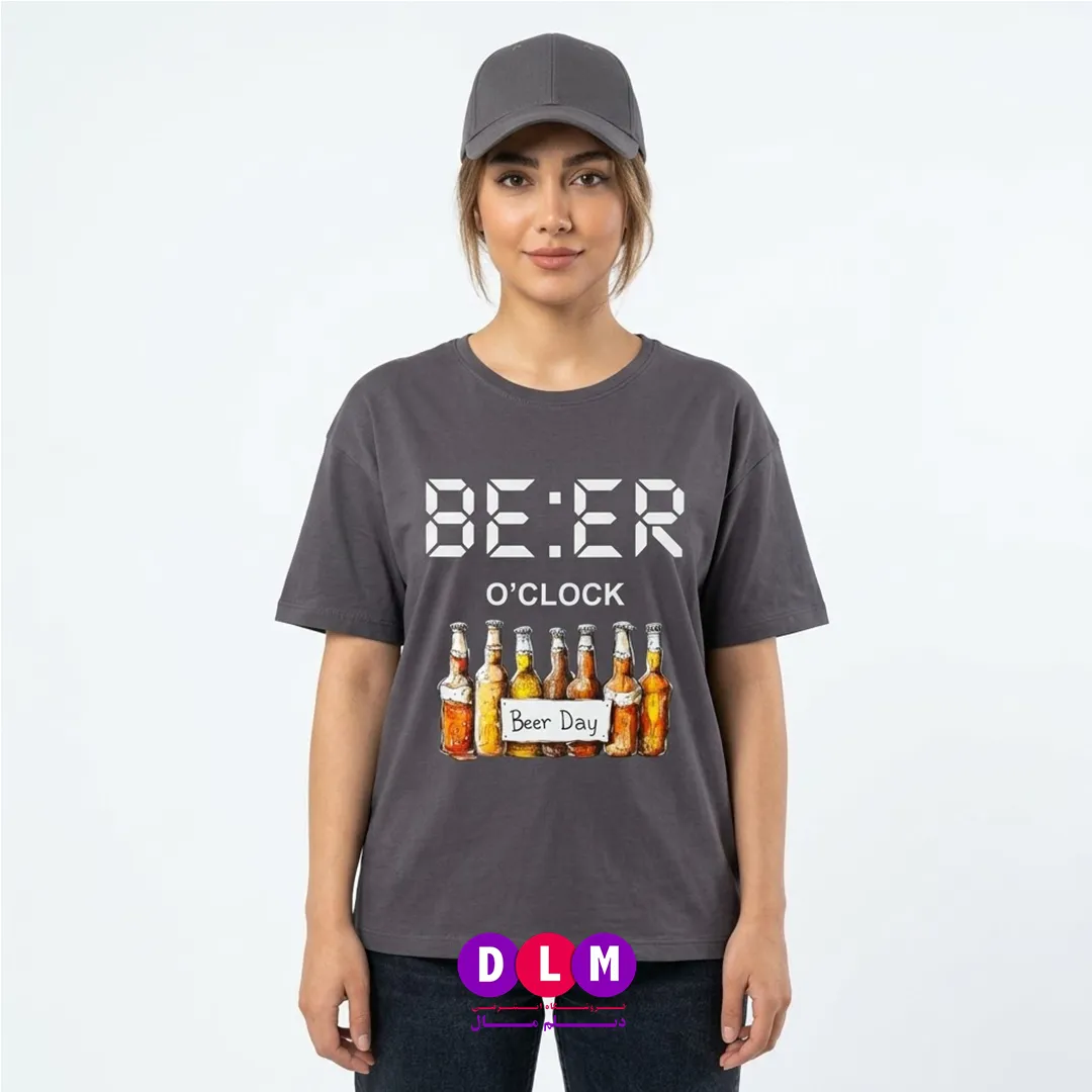 تیشرت آستین کوتاه زنانه طرح "Beer O'clock" (ساعت نوشیدنی)