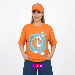 تیشرت زنانه آستین کوتاه طرح باگز بانی - رنگ نارنجی